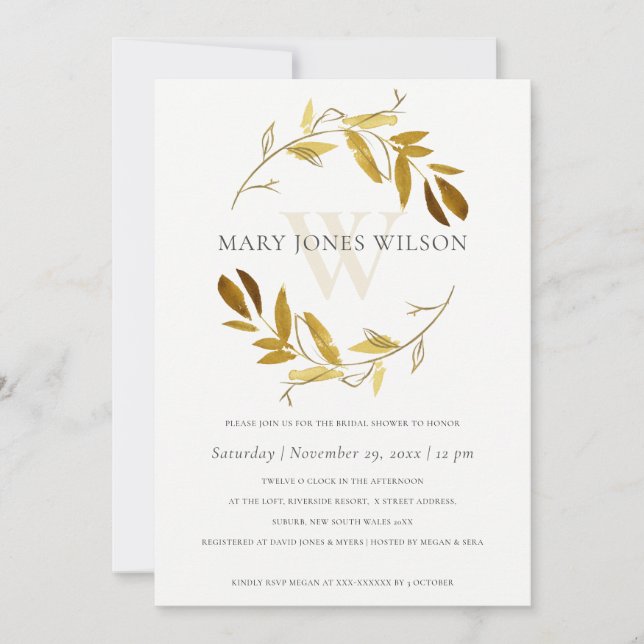 TARJETA DE DUCHA BRIDAL DE GUILE AMARILLO ORO (Anverso)