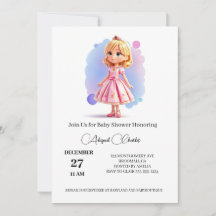 Tarjeta de ducha de bebé temática Princesa