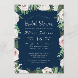 Tarjeta de ducha de color floral blanca verde verd