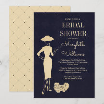 Tarjeta de ducha de novia clásica vintage de moda