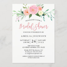 Tarjeta de ducha de novia con acuarela floral botá