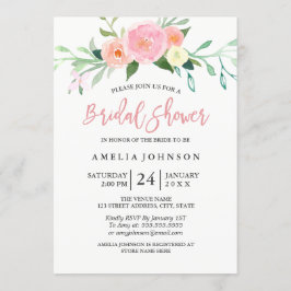 Tarjeta de ducha de novia con acuarela floral botá