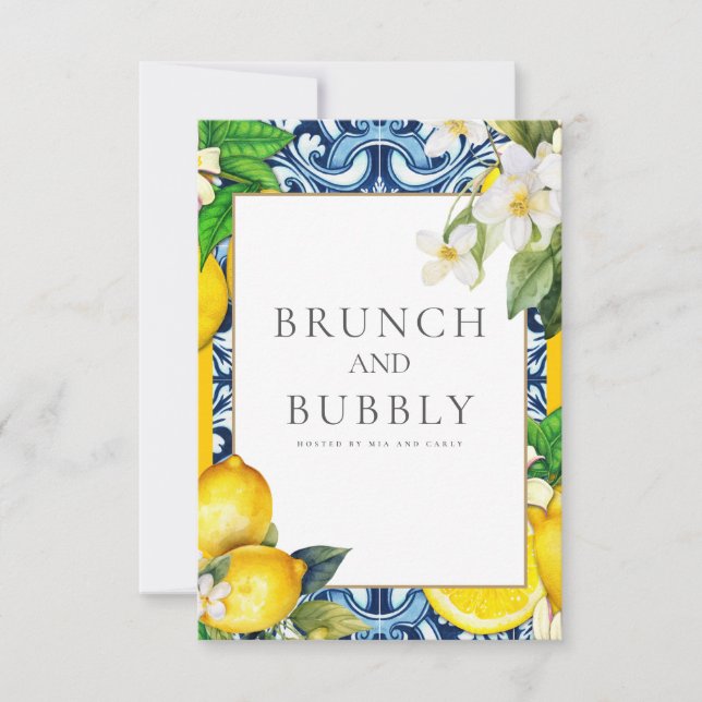 Tarjeta de ducha de novia con azulejos de limón me (Anverso)