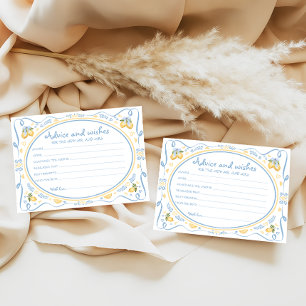 Tarjeta de ducha de novia con consejos y deseos de