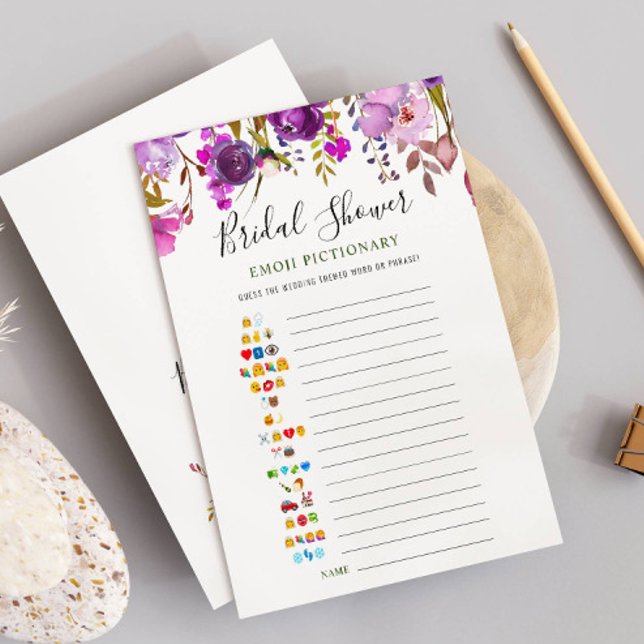 Tarjeta de ducha de novia floral violeta púrpura P (Subido por el creador)