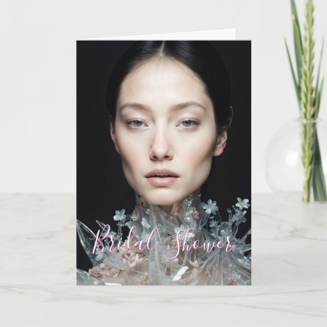 Tarjeta de ducha de novia invitada de cristal (Anverso)