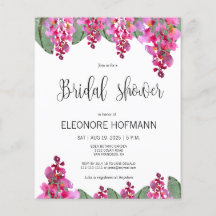 Tarjeta de ducha de novia Wisteria Rosada de Presu