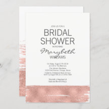 Tarjeta de ducha de Rosa moderna con pincel de oro