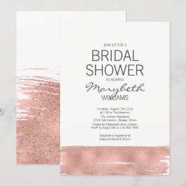 Tarjeta de ducha de Rosa moderna con pincel de oro