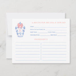 Tarjeta de ducha monograma rosa azul blanco precoz