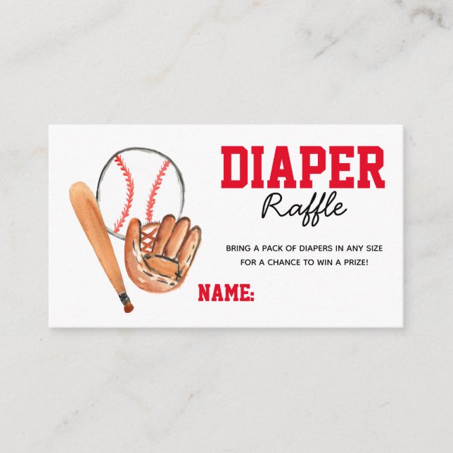 Tarjeta de ducha para bebés de béisbol de rifa de  (Anverso)