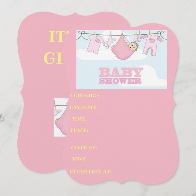 tarjeta de ducha para bebés Es un CHICA (Anverso / Reverso)