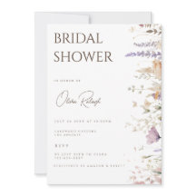 Tarjeta de ducha simple Boho Wildflower White Brid