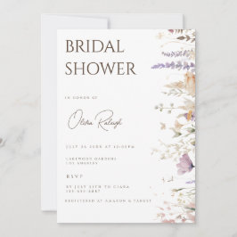 Tarjeta de ducha simple Boho Wildflower White Brid