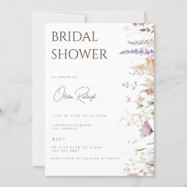Tarjeta de ducha simple Boho Wildflower White Brid