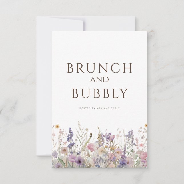 Tarjeta de ducha simple Boho Wildflower White Brid (Anverso)