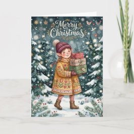 Tarjeta de duende de Feliz Navidad