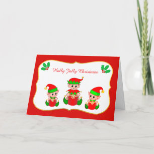 Tarjeta de duendes de Navidad lindos