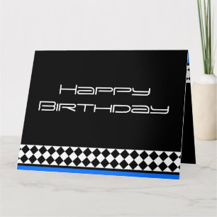 Tarjeta de edad de cumpleaños azul blanco negro
