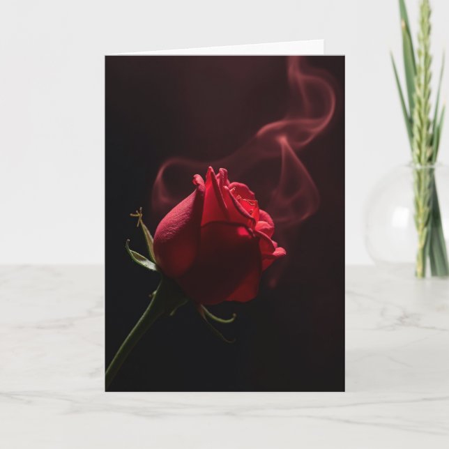 Tarjeta de Efecto de Humo de Rosa Romántica (Anverso)