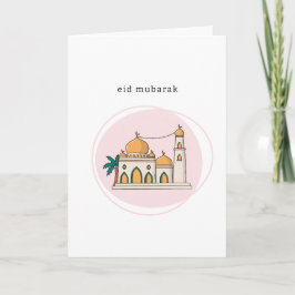 Tarjeta de Eid Mubarak | Arte de línea de mezquita
