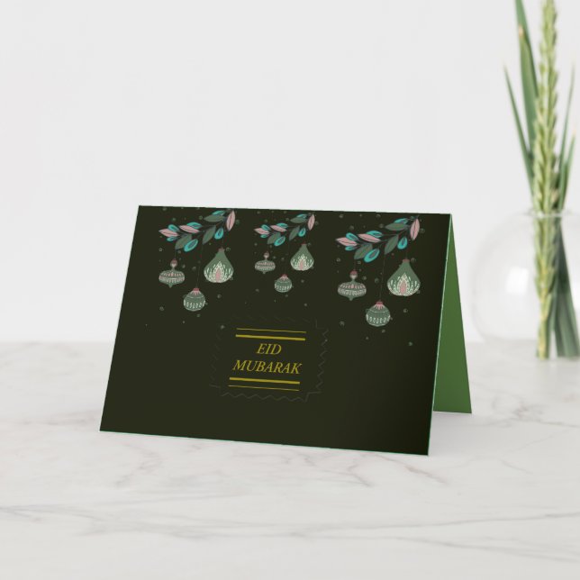 Tarjeta de Eid Mubarak con la mezcla única de (Anverso)