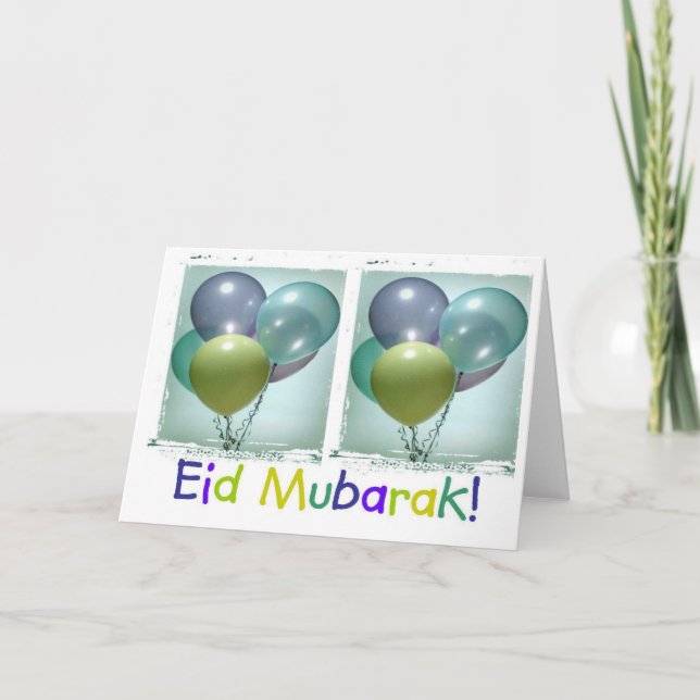 Tarjeta de Eid Mubarak de los niños coloridos (Anverso)
