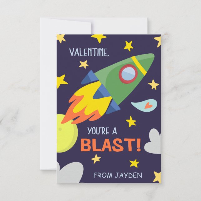 Tarjeta de El día de San Valentín Blast Off Classr (Anverso)