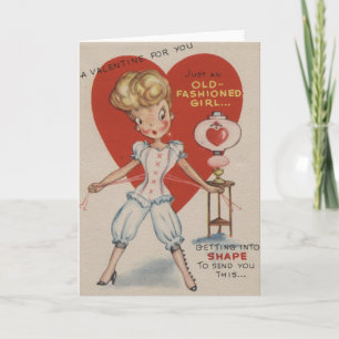 Tarjeta de El día de San Valentín Chica retro anti