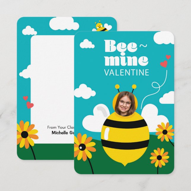 Tarjeta de El día de San Valentín Cute Bee Mine pa (Anverso / Reverso)