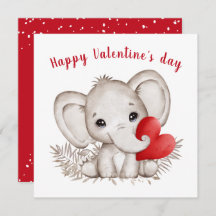 Tarjeta de El día de San Valentín Cute Elephant