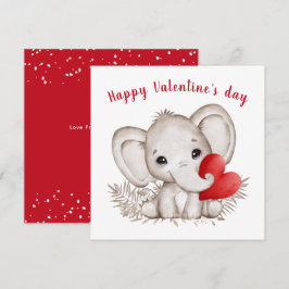 Tarjeta de El día de San Valentín Cute Elephant