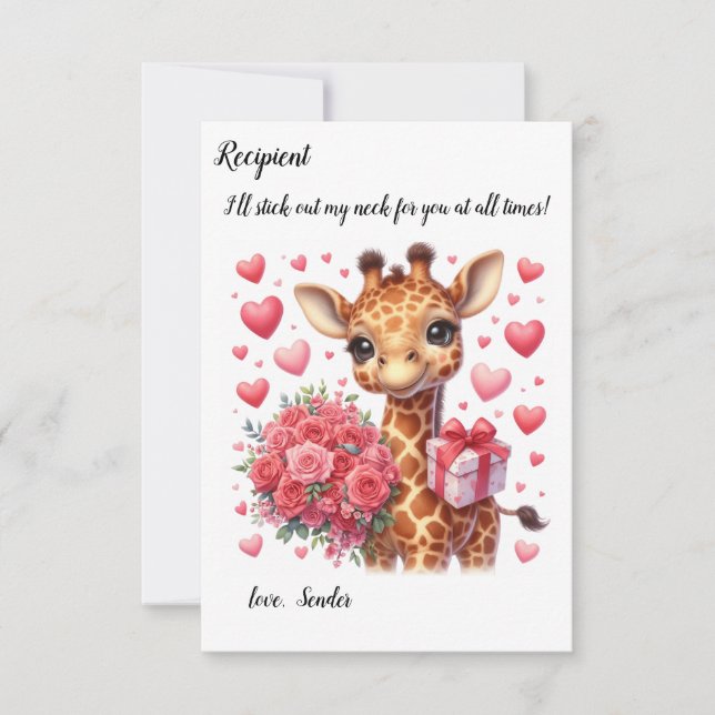 Tarjeta de El día de San Valentín Cute giraffe (Anverso)