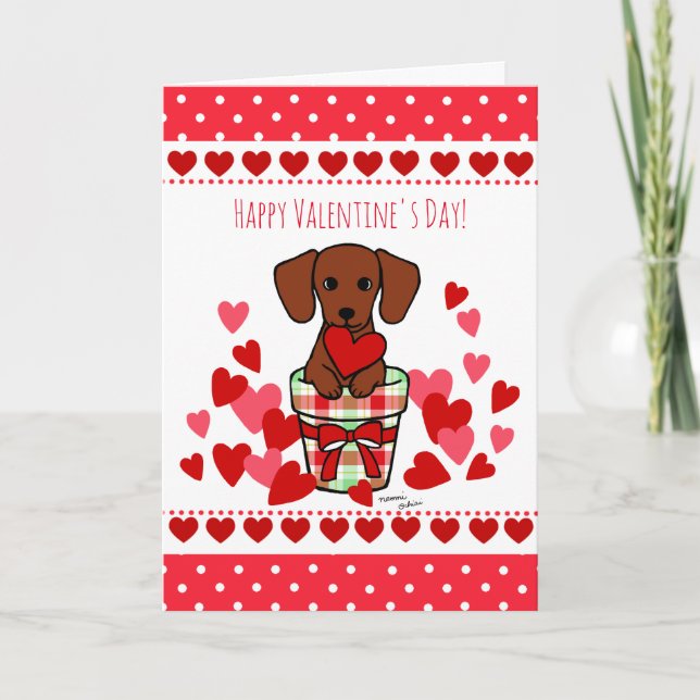Tarjeta de El día de San Valentín Dachshund Smooth (Anverso)