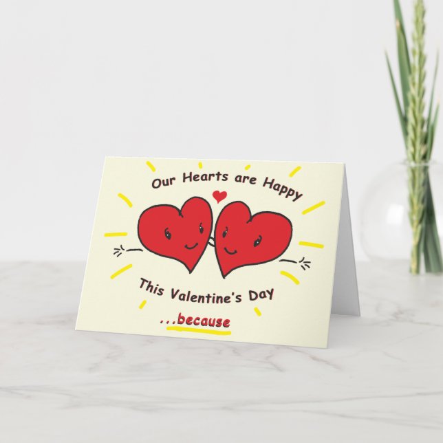 Tarjeta de El día de San Valentín de 2 corazones a (Anverso)