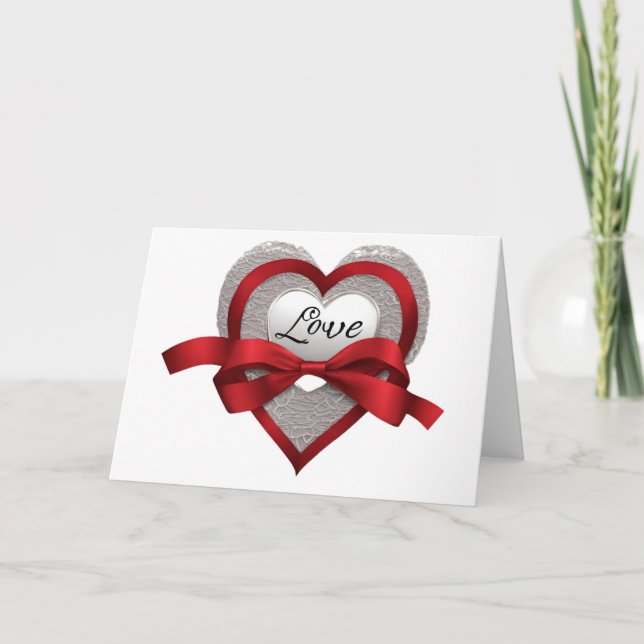 Tarjeta de El día de San Valentín de amor de cinta (Anverso)