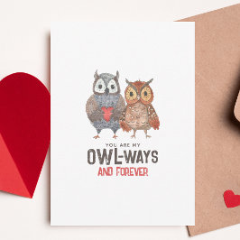 Tarjeta de El día de San Valentín de Búho Cute sie