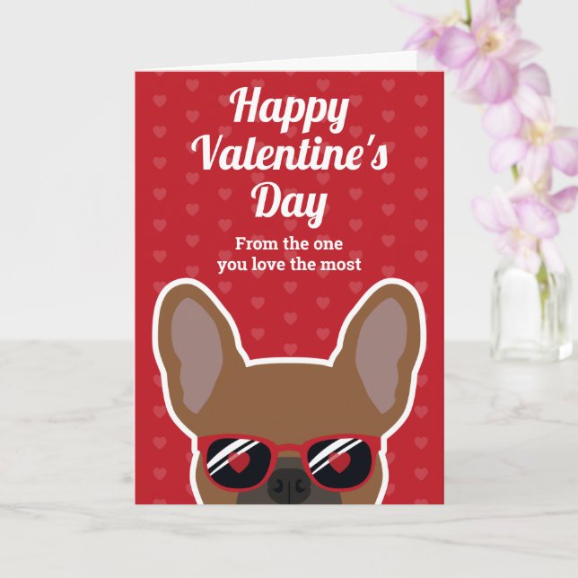 Tarjeta de El día de San Valentín de Bulldog franc (Orquídea)