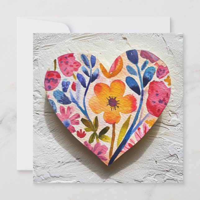 Tarjeta de El día de San Valentín de corazón (Anverso)