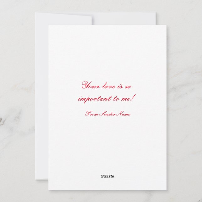 Tarjeta de El día de San Valentín de CORAZÓN ROJO (Reverso)