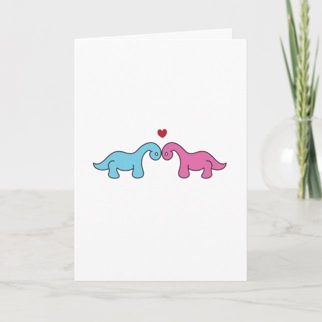 Tarjeta de El día de San Valentín de Dinosaurio (Anverso)