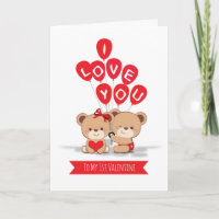 Tarjeta de El día de San Valentín de dos ositos cú