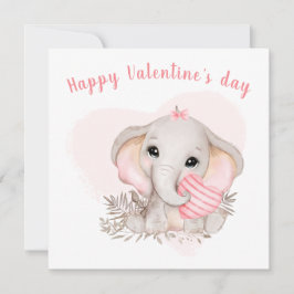 Tarjeta de El día de San Valentín de elefante rosa