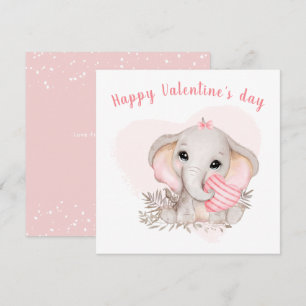 Tarjeta de El día de San Valentín de elefante rosa
