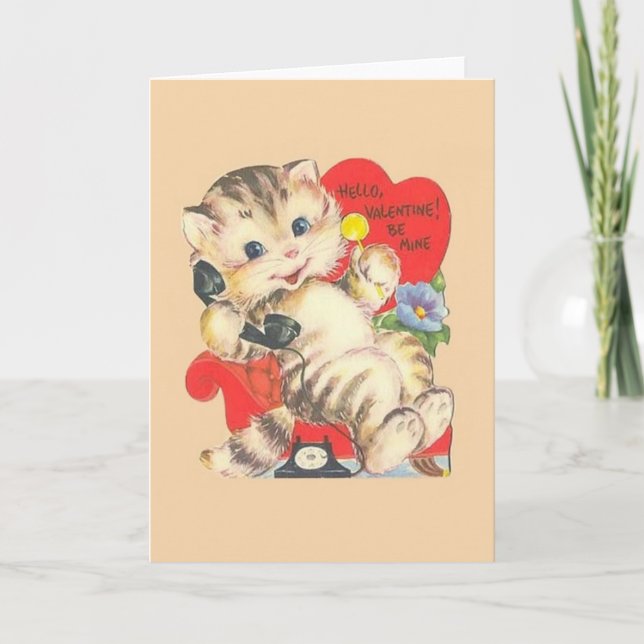 Tarjeta de El día de San Valentín de gatitos/gatos (Anverso)