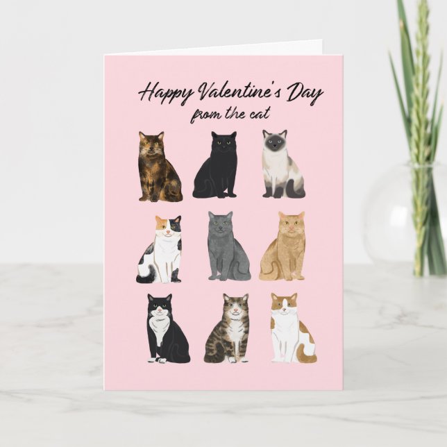Tarjeta de El día de San Valentín de gato (Anverso)