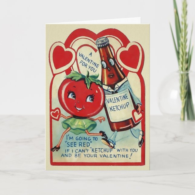 Tarjeta de El día de San Valentín de Ketchup vinta (Anverso)