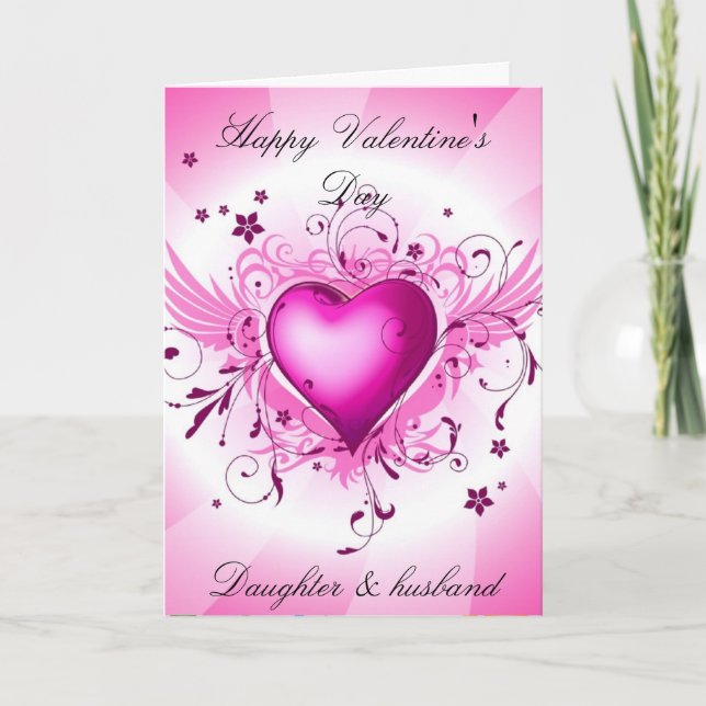 Tarjeta de el día de San Valentín de la hija y el  (Anverso)