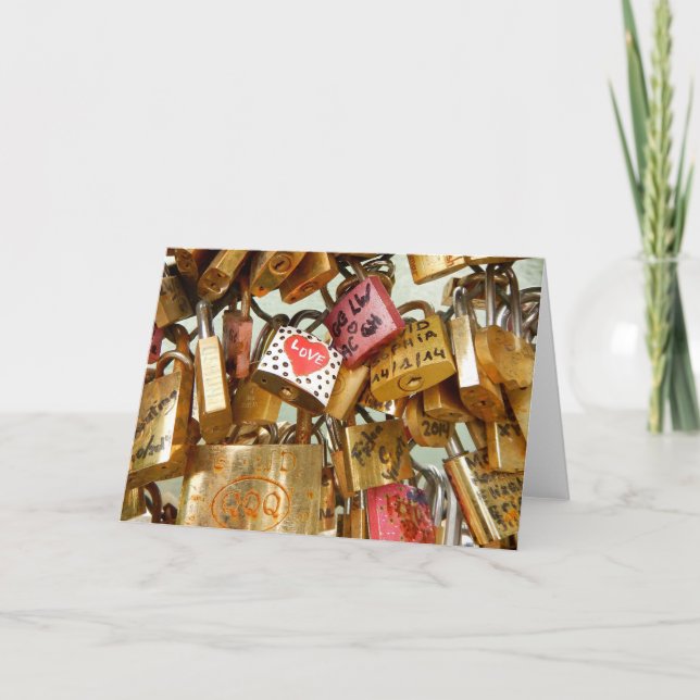 Tarjeta de El día de San Valentín de Love Padlock (Anverso)