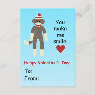 Tarjeta de El día de San Valentín de mono sock par